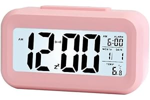 Night Light Digital Alarm Clock with Indoor Temperature Snooze Model 12/24H Display for Bedrooms Heavy Sleepers Kids Travel B