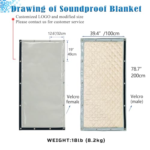 LTCANOPY Soundproofed Screen - Noise Blanket Acoustic Insulation Panels for Noise Reduction in Construction Sites, Roads, Factories, Sports Fields, Acoustic Insulation, 200 x 100 cm Grey