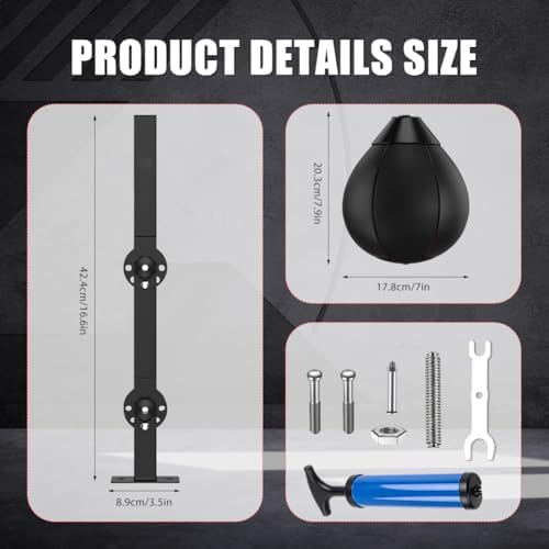 Punching ball tavolo da boxe per montaggio a parete, palla da boxe con sospensione, sacco da boxe da appendere con piume, Punching Ball Speedball, per Home Gym, allenamento, antistress (nero)
