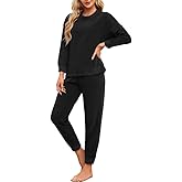 HEARTNICE Womens Pajamas Set Lightweight Fleece Outfit Soft Lounge Pjs Cozy Sleepwear with Jogger Set 2 Piece Long Pullover