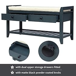 Entryway Storage Bench with Cushioned Seat Shoe