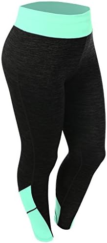 SHOPQUEEN Plus Size Neon Waist Band Full Ankle Length Sports Active Yoga Leggings Tights Pants MINT ONESIZE