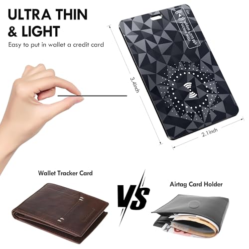 Wallet Tracker Card for Apple Find My(iOS Only), Wallet Finder Slim Smart Tracking Bluetooth Tracker for Purse Luggage Tags Passport, IP68 Waterproof Item Finder for Home Travel