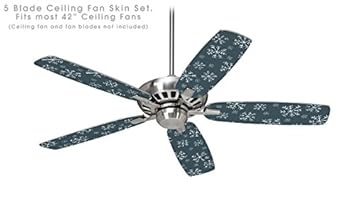 Winter Snow Dark Blue Ceiling Fan Skin Kit Fits Most 42 Inch