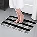 MORECARE Buffalo Plaid Rug, Set of 2 Cotton Hand-Woven Durable Black and White Kitchen Rug Farmhouse Checkered Plaid Doormat Carpet for Bedroom Laundry Porch Bathroom, 18''x 28'' and 24'' x 51