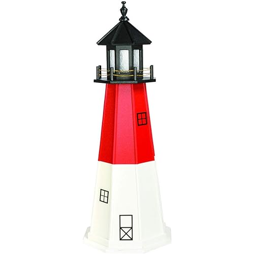 DutchCrafters Decorative Lighthouse - Poly, Barnegat Style (Cardinal Red/Black/White, 5)
