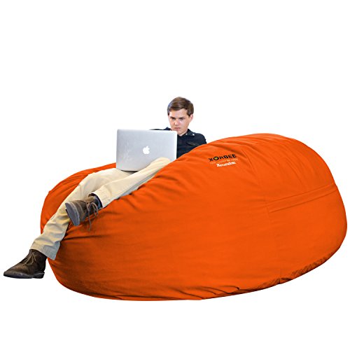 Xorbee 7-Foot Foam-Filled Bean Bag Chair in Twill, Orange Crush