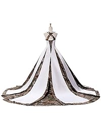 ZVOCY - Vestidos de novia de camuflaje para mujer, vestido formal largo de satén para boda, color blanco