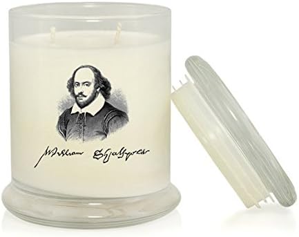 William Shakespeare 8.5 oz. Soy Candle - Clean Cotton Scented - The Bard - Literary Gift - Book Lover