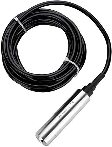 Liquid Level Sensors，Submersible Throw-In Type water Level Sensor 4-20mA, ,24V DC Input Liquid Level Transmitter,Waterproof Cable 0-5m Measuring Range