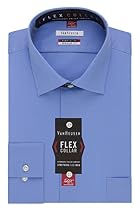 Van Heusen Men's Flex Collar Regular Fit Solid Spread Collar Dress Shirt, Periwinkle, 14.5