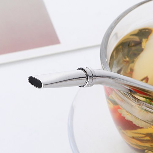 Buyer Star 8 Pcs Spoon Straws, 4 Color Tea Filter Colander Reusable Drinking Straws Long Barware Strainer Stirring Steel Spoon Tea Infuser, Length 6.22"