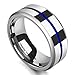 King Will Loop Thin Blue Groove 8mm High Polish Tungsten Carbide Wedding Band Engagement Ring for Men Comfort Fit