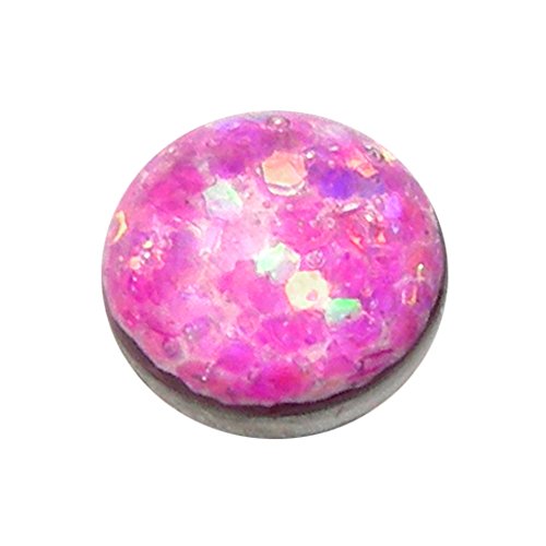 Micro Dermal Anchor Attachment. Mirror Polish Titanium Sparkle Top in Pink - Top only. for use with Internal Threaded shafts That Measure 1.6mm (1.2mm Thread on Attachment).