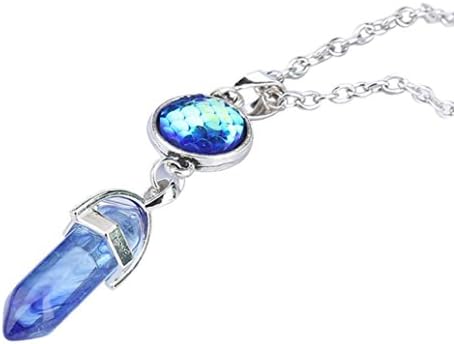 ARINLA Stylish Natural Stone Hexagonal Prism Pendant Double-layer Necklace Jewelry (Z-N)