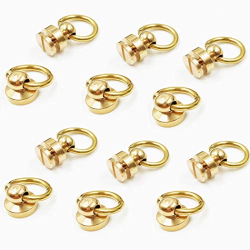Button Studs Rivets O-Ring Head Button Stud Screwback with Screw for DIY Art Leather Craft Belt Purse Handbag (25Pcs/Gold)