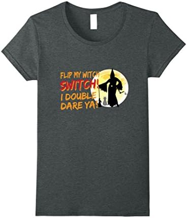 Womens Flip My Witch Switch I Double Dare You Halloween T-Shirt Small Dark Heather