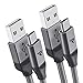 RAMPOW Fast Charging USB C Cable [6.5ft, 2-Pack, QC 3.0] - Nylon Braided USB Type C Cable - 3A Charger Cable for S9/S10/S20/S8/Note 9/10, LG G7/V20 and More - Silver