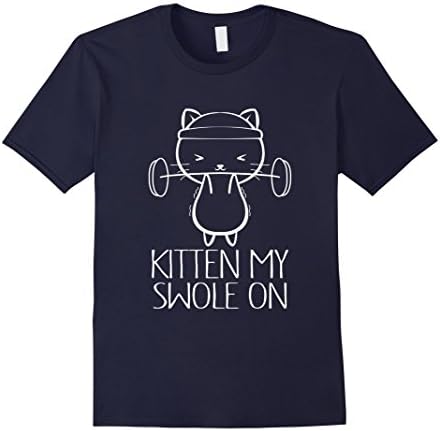 Men's Kitten My Swole On Shirts, Funny Cat Lover T-Shirt Large Navy