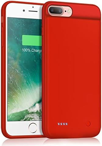 DERONG iPhone 7/8 Plus Charger Case, Ultra Slim Battery Case Rechargeable Extended Battery Pack Protective Backup Charging Case Cover for iPhone 7 Puls/8 Plus 3200mAh (5.5 Inch)-Orange Red