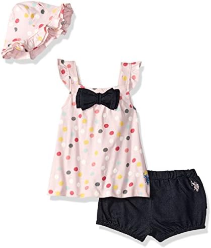 U.S. Polo Assn. Baby Girls Fashion Top, Short and Accessory Set