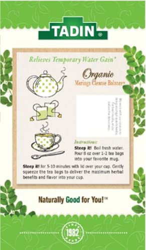 TADIN ORGANIC MORINGA TEA – HERBAL CLEANSE BALANCE, CAFFEINE FREE WELLNESS TEA – 20 BAGS PER BOX