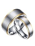 FANSING Mens Womens Titanium Stainless Steel Two Tone Wedding Bands