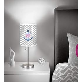 YouCustomizeIt Monogram Anchor 7" Drum Lamp with Shade Polyester (Personalized) 41RP Ck53ZL