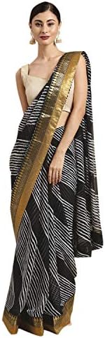 Womanista Women’s georgette Saree with blouse piece (TI1407, Black & White) Womanista Women’s georgette Saree with blouse piece (TI1407, Black & White)