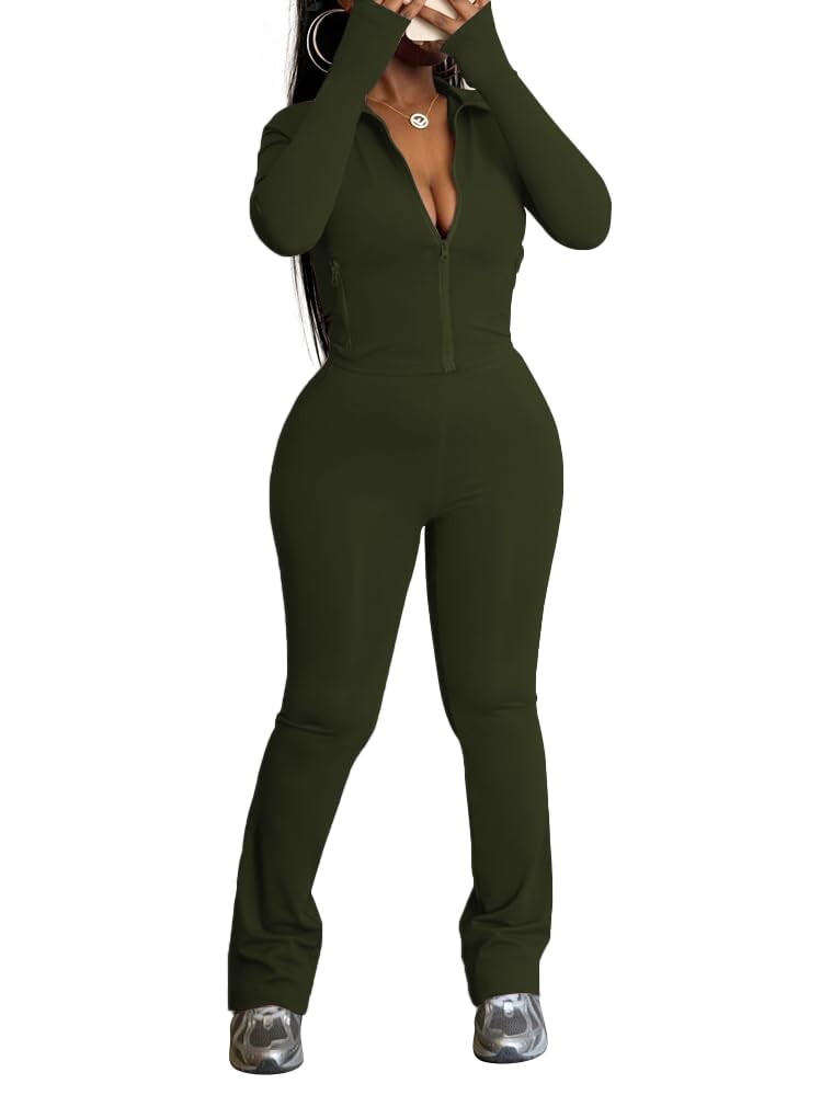 HBQ Women's 2 Piece Tracksuit Sets Long Sleeve Zip