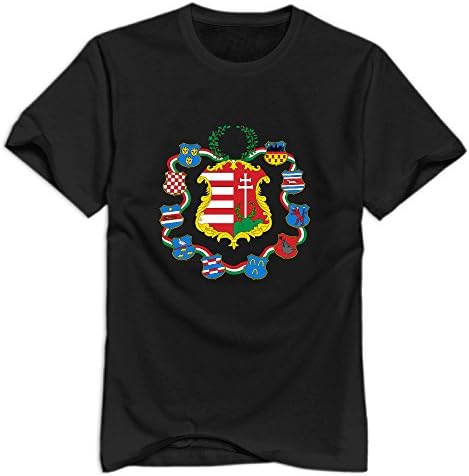 KST Men's Coat Of Arms Of Hungary Flag 100% Cotton O Collar Love Texts T-Shirt Black Size L
