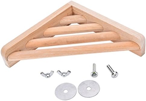 Littlepiano Parrot Bird Cage Perches, Wood Corner Shelf Laddered Platform for Hamster Bird Cages, 7 by 7-Inch