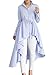 Dokotoo Womens Long Sleeve Button Down High Low Irregular Stripe Tops T Shirts with Belt