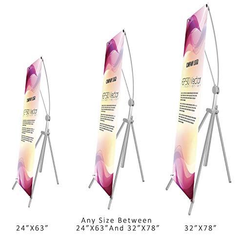 TheDisplayDeal Adjustable Aluminum Banner Stand Fits Any Banner Size from 24"X 63" to 32"X78"
