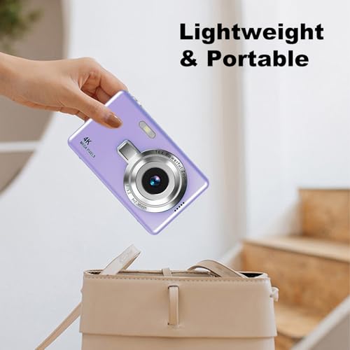Digital Camera, 4K Autofocus 50MP Child Camera, 16X Zoom, Flash, Anti-Shake, Portable Compact Digital Cameras Small Ready to Shooter for Kids Adults Beginners