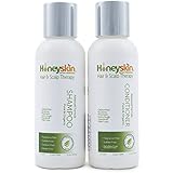 Dry Scalp Treatment Shampoo Conditioner Set for Eczema, Psoriasis, Seborrhea, Dandruff, Itchy Scalp - Natural Organic Ingredients of Manuka Honey &amp; Aloe Vera (4oz) by Honeyskin Organics