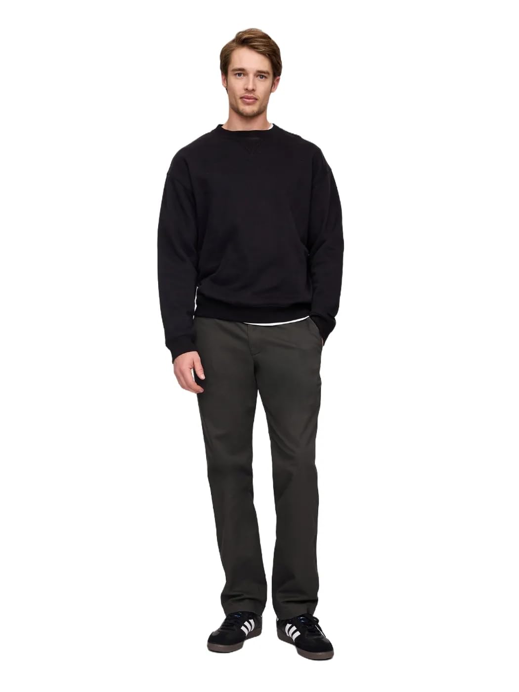 GAP Mens Essential Straight Fit Khaki Chino Pants Soft Black V2 29x30 Image