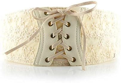 AOMAOY Womens PU Leather Belt High Waist Cincher Belt Corsets for Black Waist Training Wide Belt (White) AB0031