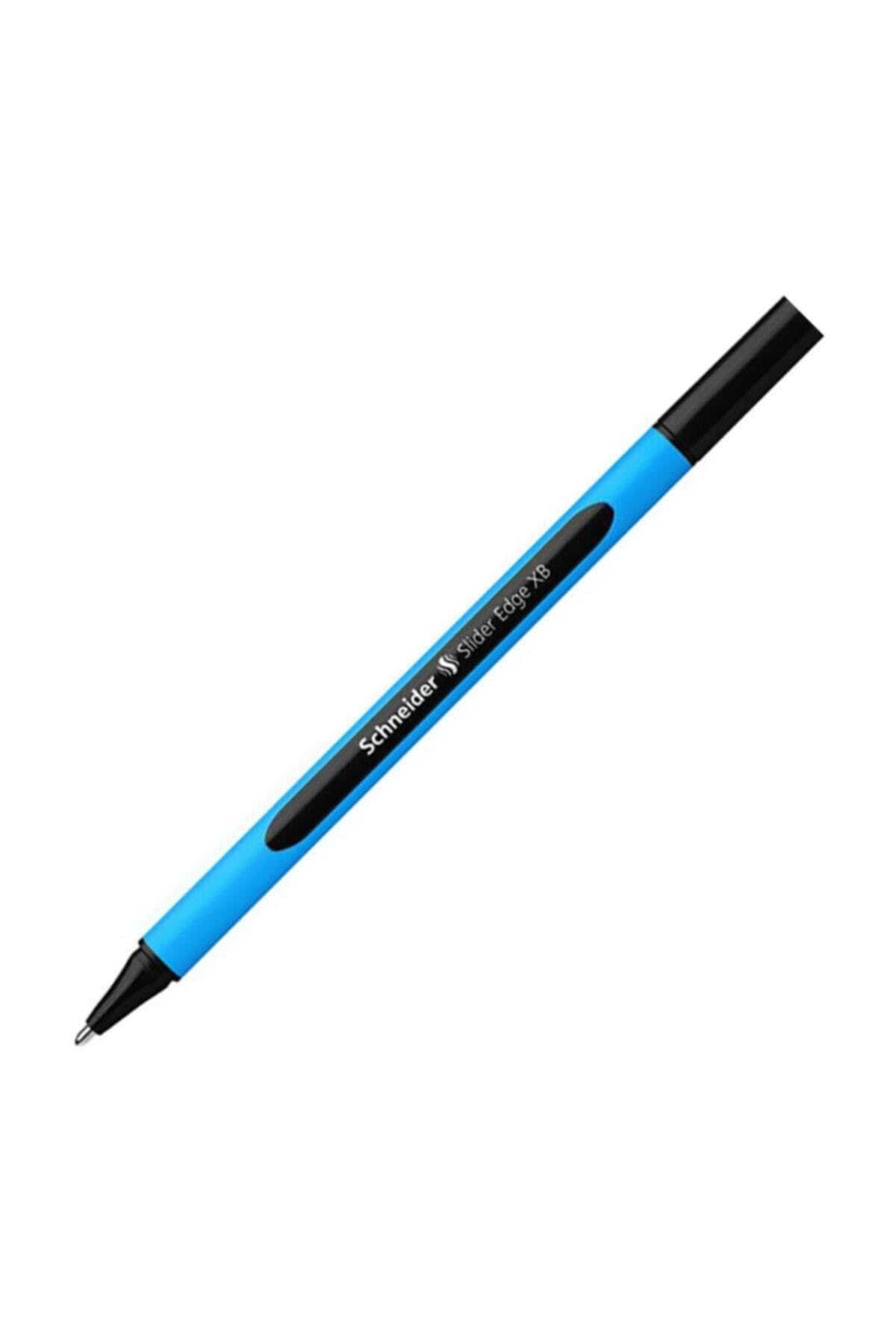 Schneider 152201 Ballpoint Pen Slider Edge with Cap XB Black Barrel Colour: Cyan-Black, 10 Count (Pack of 1)