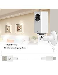 Wyze - Soporte de pared para cámara de seguridad Wyze Cam Pan con cable de carga de 26.0 in, kit de montaje de Wyze Cam Pan con cable de carga y sincronización de datos, soporte de techo ajustable de 360 grados y 30 clips de alambre