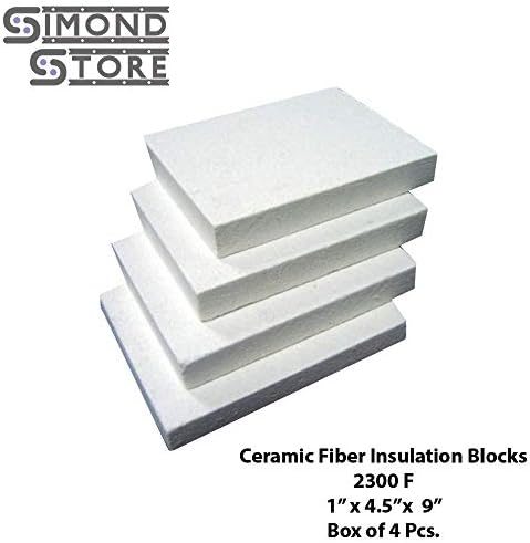 Ceramic Fiber Insulation Blocks (2300 F) (1" x 4.5" x 9") Set of 4 Pieces