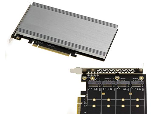 KALEA-INFORMATIQUE M2 PCIe x16-controllerkaart voor 4 M.2 NVMe M Key SSDs met 2824-chipset, compatibel met niet-bifurcatie- en bifurcatiemodi