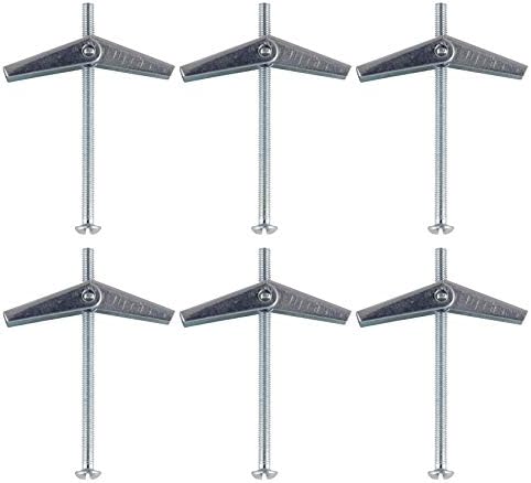fiXte® Wing Spring Toggle with Machine Screw for Plasterboard Hollow Walls & Doors Pack of 6 (M5 x 50mm)