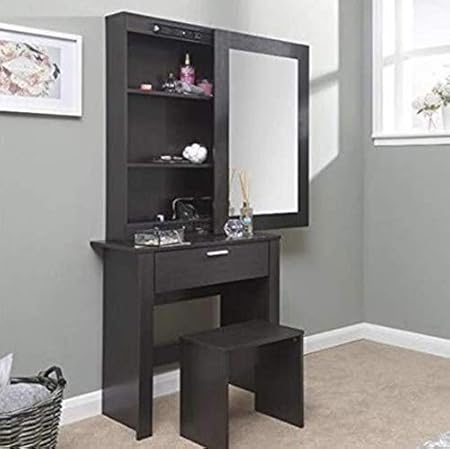 George S Home Large Dressing Table Sliding Storage Mirror Glass
