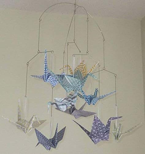 Patterned Whimsy Origami Bird Crane Baby Mobile