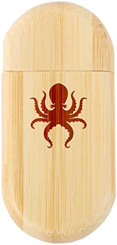 Octopus 8Gb Bamboo USB Flash Drive with Rounded Corners - Wood Flash Drive with Laser Engraving - 8Gb USB Gift for All Occasions