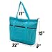 Large Foldable Beach Bag With Zipper - XL Foldable Tote Bag For Travel And Shopping - Large Tote Bag With Many Pockets (Turquoise)