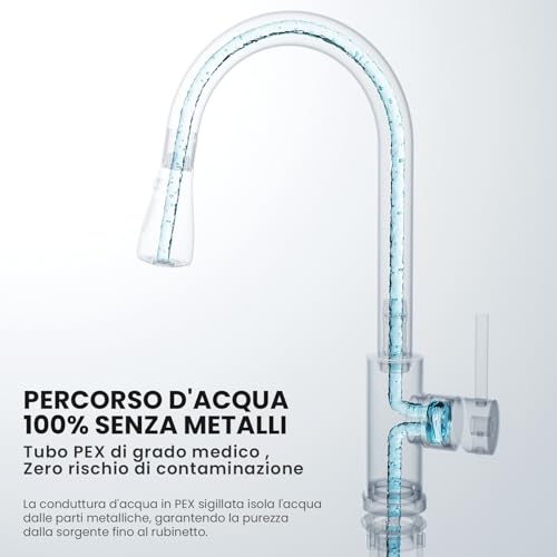 CECIPA Kitchen Sink Tap with 2 Types of Modes, Kitchen Mixer with Pull-Out Shower 40 cm, Stainless Steel Tap with Pull-Out Shower, 360° Swivel Mixer Tap