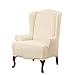 SureFit Stretch Pinstripe - Wing Chair Slipcover - Cream