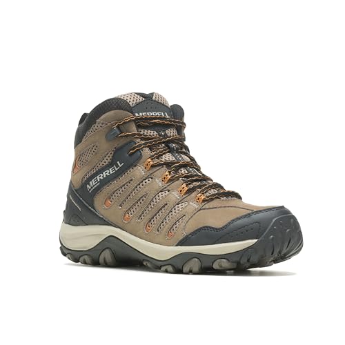 Merrell Men's Crosslander 3 Mid Waterproof Hiking Shoe, Boulder/Brin, 9.5 Wide
